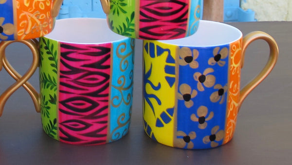 Coffee / Tea Mug - Hand Painted Bone China, gift boxed - HAPPY