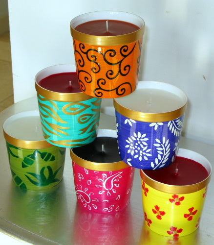 Scented Candle - Hand Painted 42% Bone China, gift boxed - VIOLET FLORAL