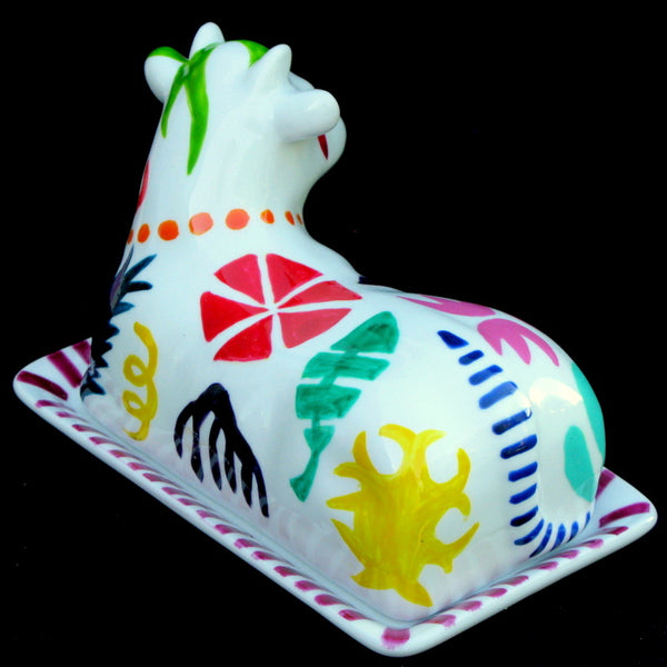 Cow Butter Dish - Hand Painted Porcelain, gift boxed - GEO