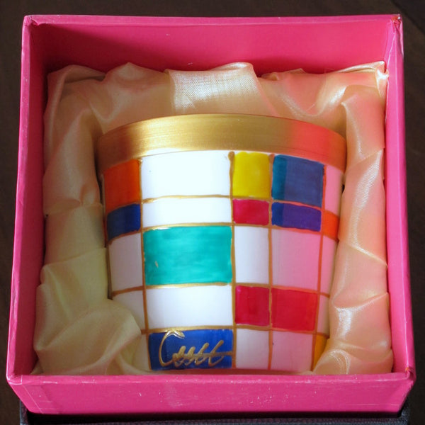 Scented Candle - Hand Painted 42% Bone China, gift boxed - SQUARES