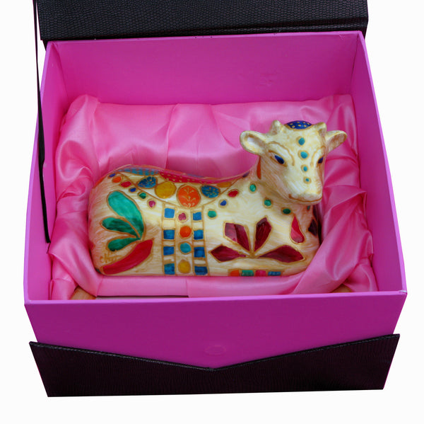 Cow Butter Dish - Hand Painted Porcelain, gift boxed - QUEEN OF SHEBA