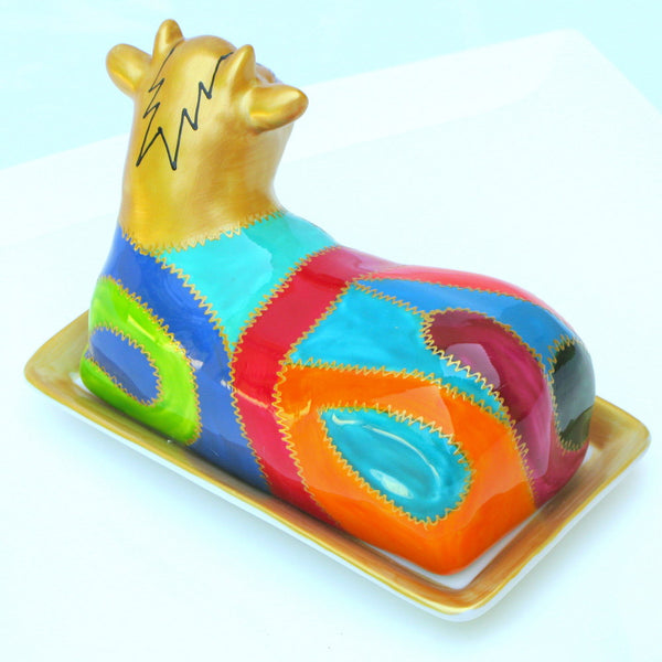 Cow Butter Dish - Hand Painted Porcelain, gift boxed - CLEOPATRA