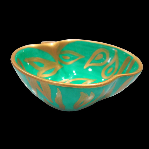 Apple Dish (9cm) - Hand Painted Bone China, gift boxed - EMERALD ZEBRA