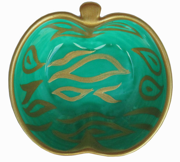 Apple Dish (9cm) - Hand Painted Bone China, gift boxed - EMERALD APPLE BOWL