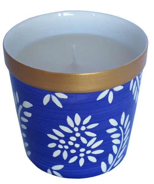 Scented Candle - Hand Painted 42% Bone China, gift boxed - VIOLET FLORAL