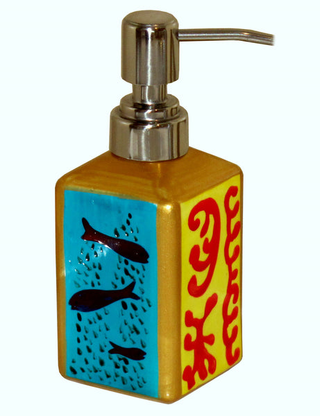 Soap Liquid Pump Dispenser - Hand Painted Ceramic, gift boxed - CARRÉ