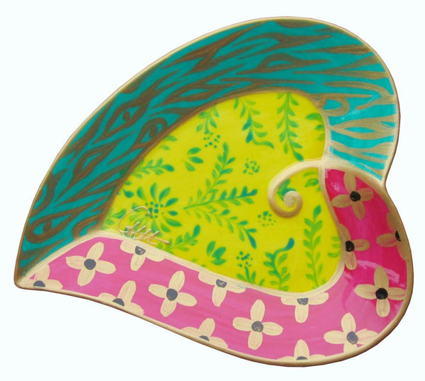 Heart Shaped Plate - Hand Painted Bone China, gift boxed - TRIO