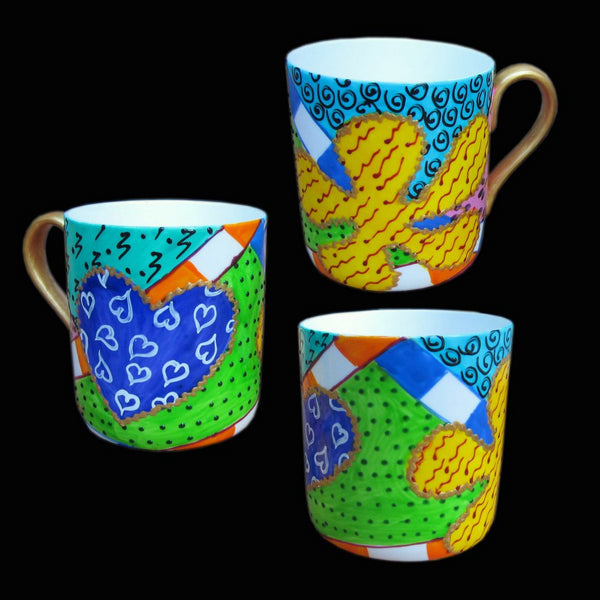 Coffee / Tea Mug - Hand Painted Bone China, gift boxed - CARNIVAL
