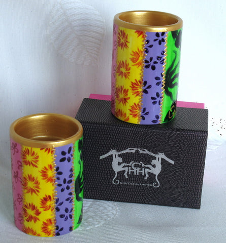Pillar Tea Light Holder (PAIR) - Hand Painted Porcelain, gift boxed - TSARINA 7