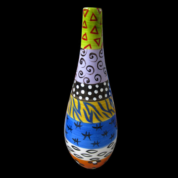 Oil Bottle with Pourer - Hand Painted Porcelain, gift boxed - ZIMBABWE