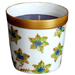Scented Candle - Hand Painted 42% Bone China, gift boxed - BLUE STARFLOWER