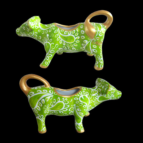 Cow Creamer Jug - Hand Painted Porcelain, gift boxed - LIME PARFAIT