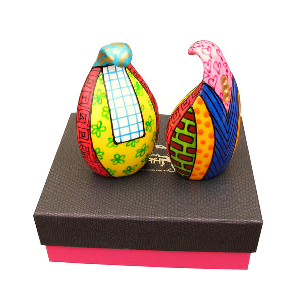 Salt and Pepper Set - Hand Painted Bone China, gift boxed - COMMOTION