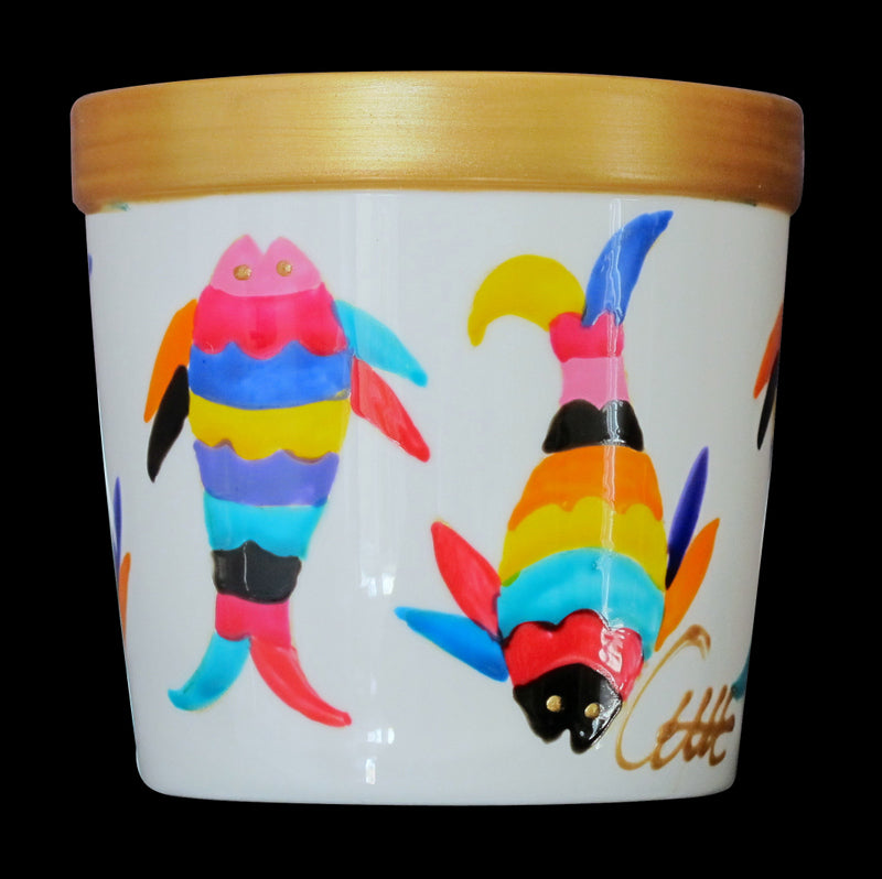 Scented Candle - Hand Painted 42% Bone China, gift boxed - MEXICAN FISH