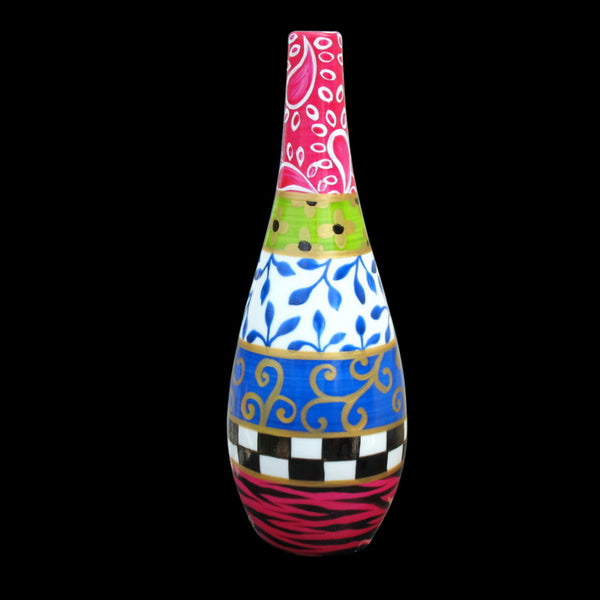 Oil Bottle with Pourer - Hand Painted Porcelain, gift boxed - BLUE DANUBE