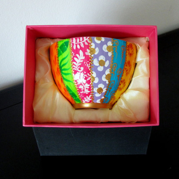 Bowl (13.5cm) - Decorative Hand Painted Bone China, gift boxed - STRIPEY