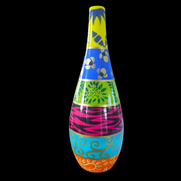 Oil Bottle with Pourer - Hand Painted Porcelain, gift boxed - HAPPY STRIPE