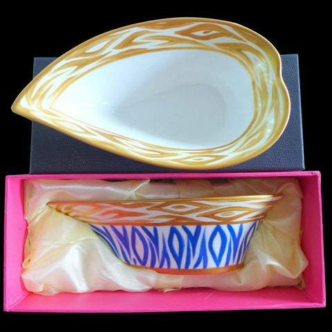 Heart Shaped Bowl - Hand Painted Bone China, gift boxed - BLUE SEA