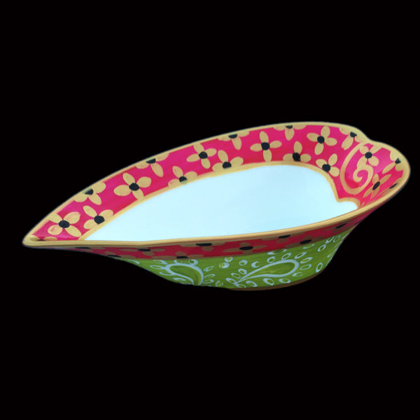 Heart Shaped Bowl - Hand Painted Bone China, gift boxed - LIME PARFAIT