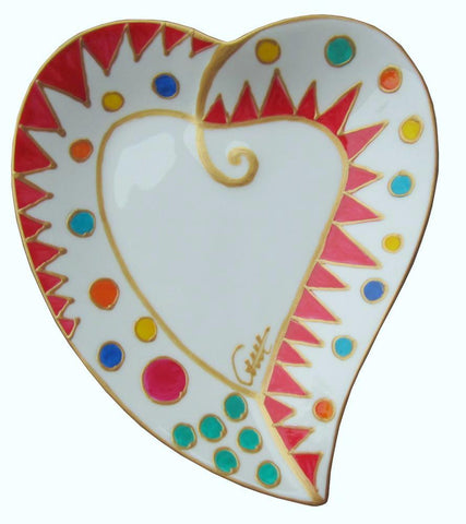 Heart Shaped Plate - Hand Painted Bone China, gift boxed - EDGE