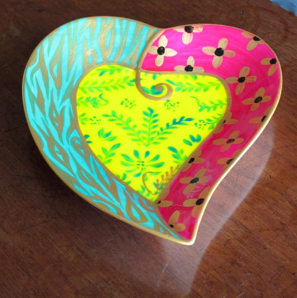 Heart Shaped Plate - Hand Painted Bone China, gift boxed - TRIO