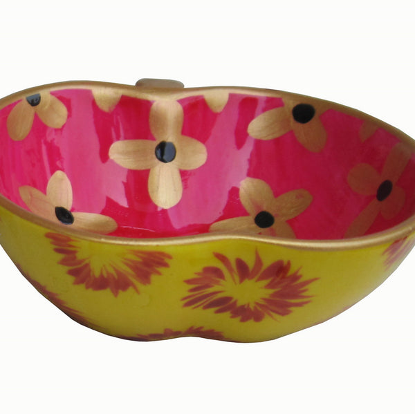 Apple Dish (9cm) - Hand Painted Bone China, gift boxed - DIZZY PINK