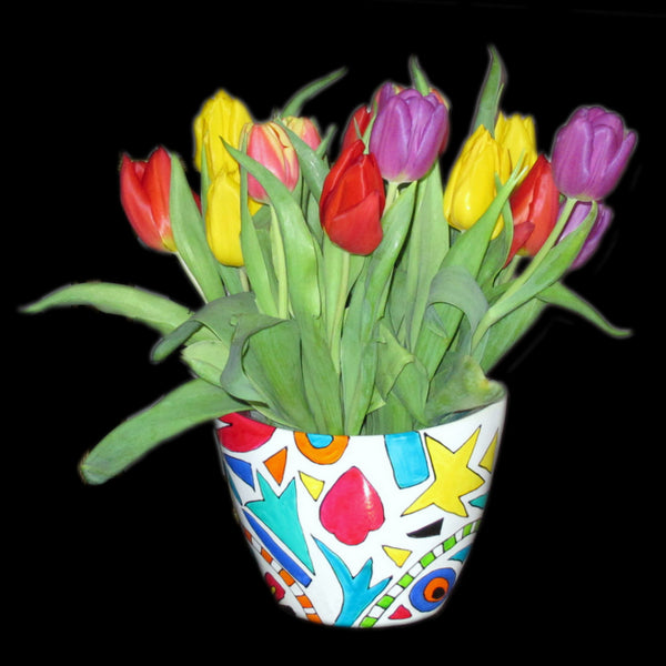 Cachepot Planter - Hand Painted Porcelain, gift boxed - GEO GOLD