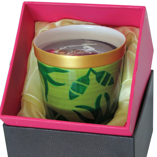 Scented Candle - Hand Painted 42% Bone China, gift boxed - DIVERSITY LEAF