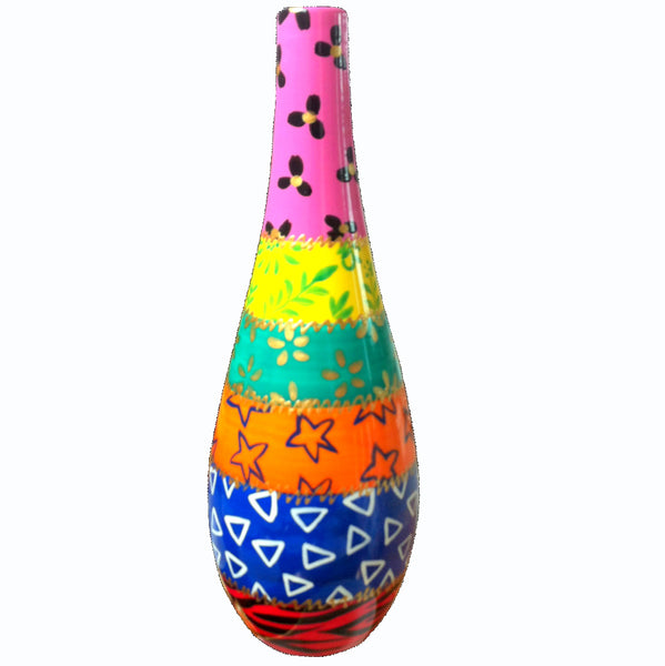 Oil Bottle with Pourer - Hand Painted Porcelain, gift boxed - AFRICA STRIPE