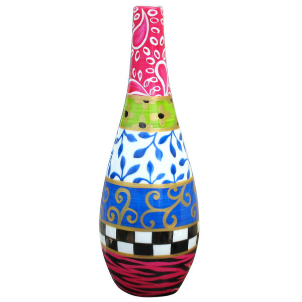 Oil Bottle with Pourer - Hand Painted Porcelain, gift boxed - BLUE DANUBE