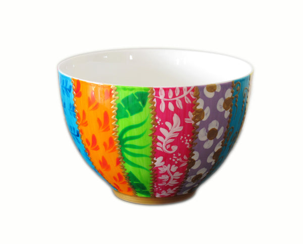 Bowl (13.5cm) - Decorative Hand Painted Bone China, gift boxed - STRIPEY