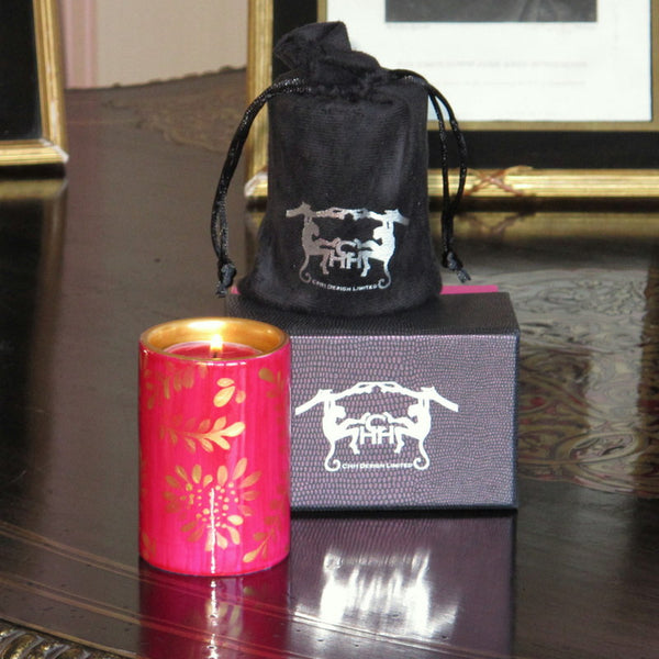 Pillar Tea Light Holder (PAIR) - Hand Painted Porcelain, gift boxed - PINGO