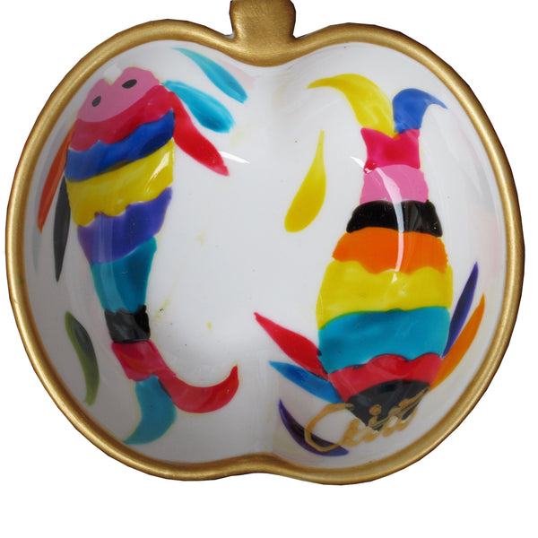 Apple Dish (9cm) - Hand Painted Bone China, gift boxed - FISH