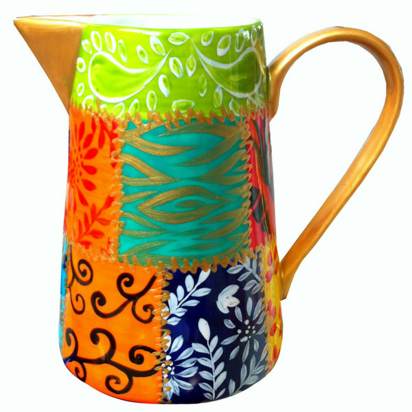 Milk Jug (14cm) - Hand Painted Porcelain, gift boxed - SQUARES