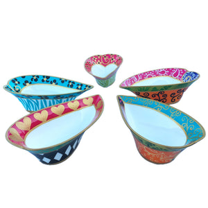 heart painted bone china bowl