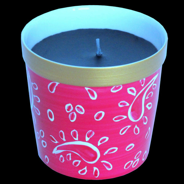 Scented Candle - Hand Painted 42% Bone China, gift boxed - PINK PAISLEY