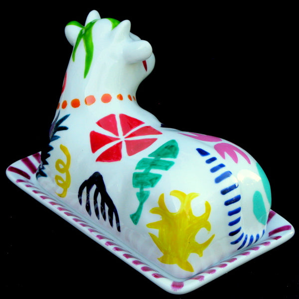 GEO - Hand Painted Cow Butter Dish in gift box