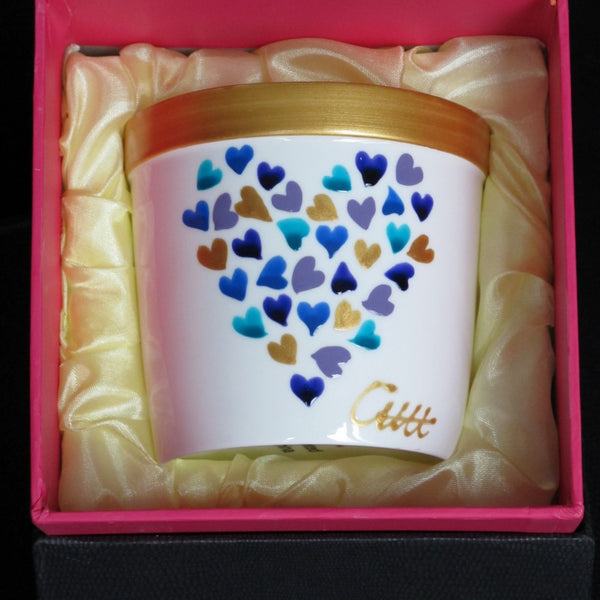 Scented Candle - Hand Painted 42% Bone China, gift boxed - HEARTS