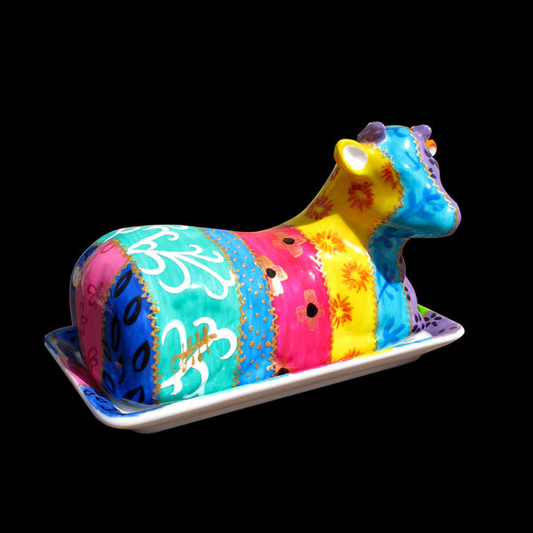 Cow Butter Dish - Hand Painted Porcelain, gift boxed - TSARINA