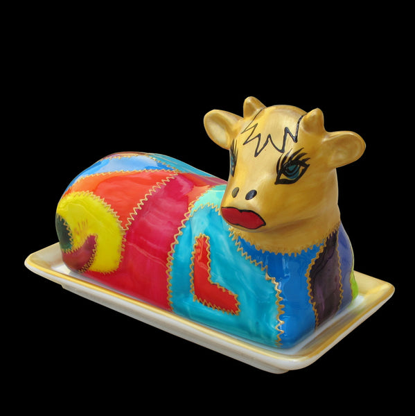 Cow Butter Dish - Hand Painted Porcelain, gift boxed - CLEOPATRA