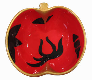 Apple Dish (9cm) - Hand Painted Bone China, gift boxed - DIVERSITY II RED LEAF