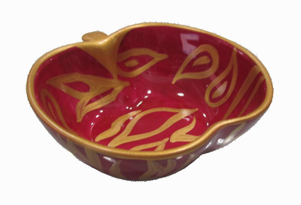 Apple Dish (9cm) - Hand Painted Bone China, gift boxed - DIVERSITY II BURGUNDY ZEBRA