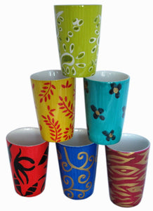 Espresso Shot Cups - Set of 6 Hand Painted Bone China, gift boxed - DIVERSITY II