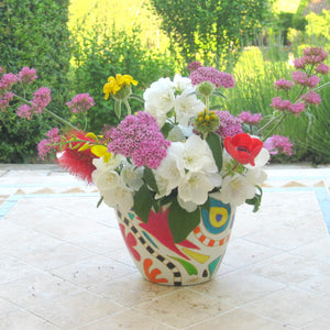 GEO GOLD Painted Porcelain Ceramic Cachepot, Plant Pot or Vase, gift boxed