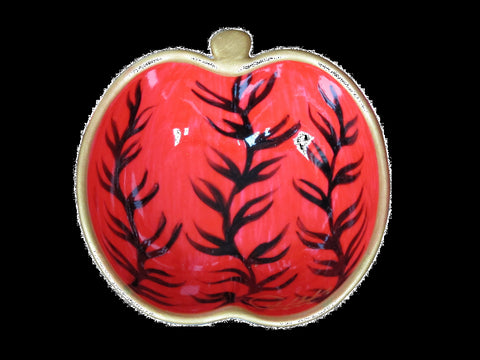 Apple Dish (9cm) - Hand Painted Bone China, gift boxed - RED SEAWEED