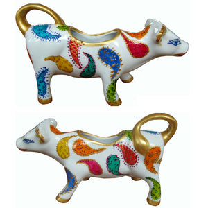 Cow Creamer Jug - Hand Painted Porcelain, gift boxed - PAISLEY