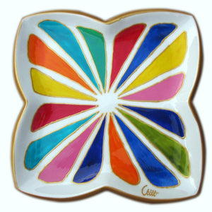 Quatrefoil Dish (25cm) - Hand Painted Porcelain - RAINBOW