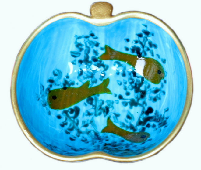 Apple Dish (9cm) - Hand Painted Bone China, gift boxed - GOLDFISH
