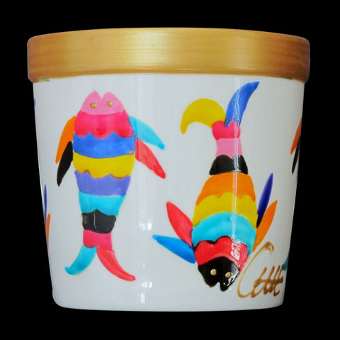 Scented Candle - Hand Painted 42% Bone China, gift boxed - MEXICAN FISH