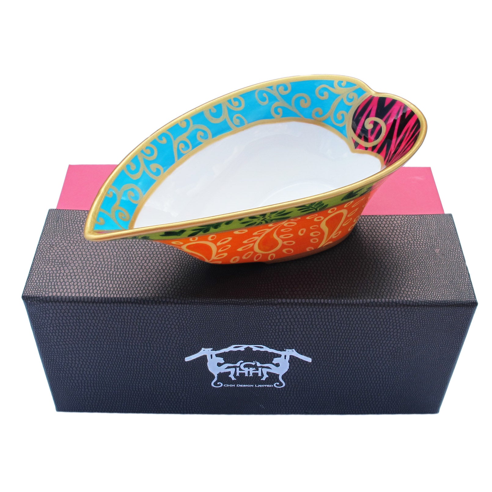 Heart Shaped Bowl - Hand Painted Bone China, gift boxed - HAPPY